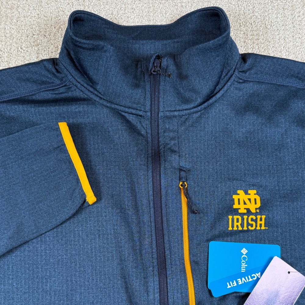 NEW Columbia Men XL Notre Dame Fighting Irish Park View Fleece Half Zip Pullover